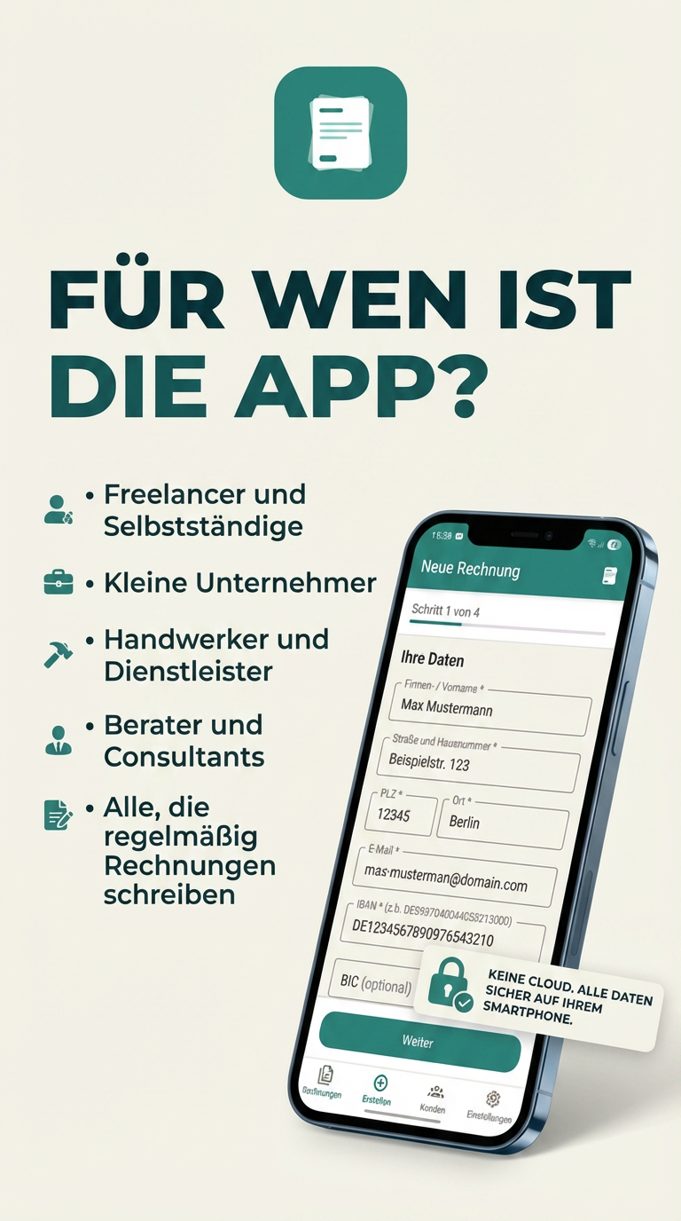 Easy Rechnung — Zielgruppen und Formular