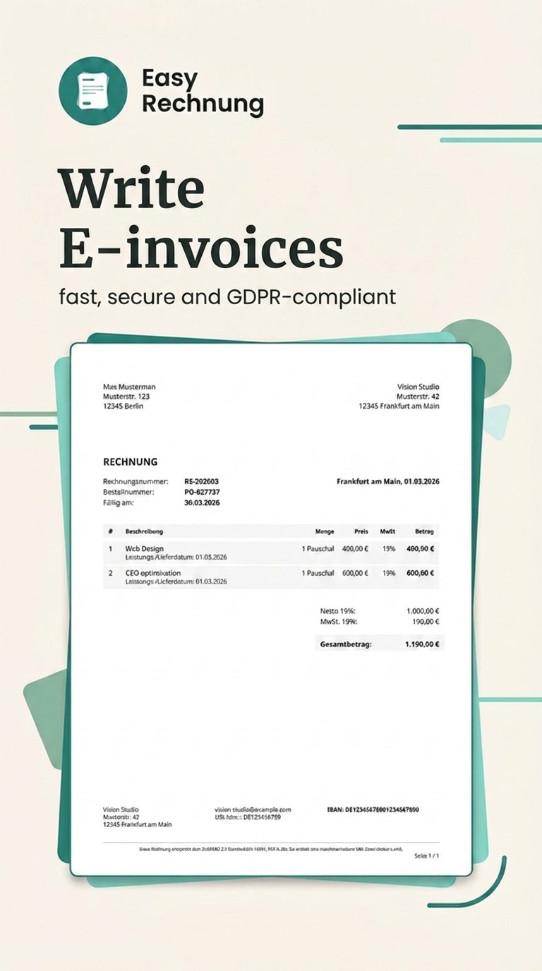 Easy Rechnung — invoice preview with ZUGFeRD PDF